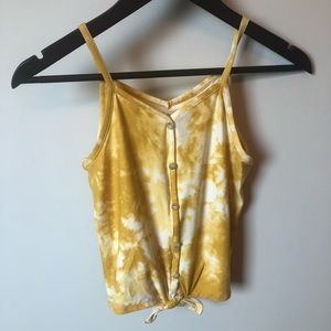 Tie front spaghetti strap tank.